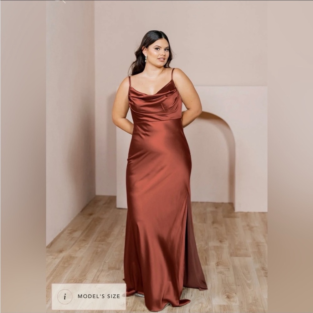 Revelry Satin Dress Size 12 Terracotta Rust (Skye)